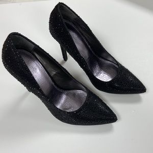 Rhinestone crystal pumps by Diba! -Black